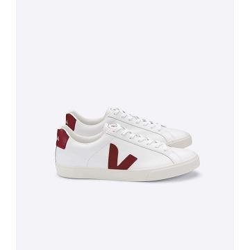 Veja ESPLAR LEATHER Women's Sneakers White/Red | NZ 620JPQ